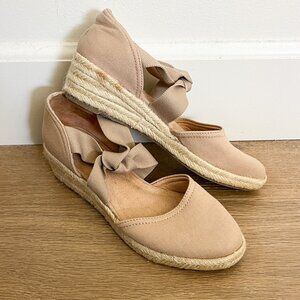 LifeStride Kascade Beige Woven Wedge Sandals Taupe 7.5